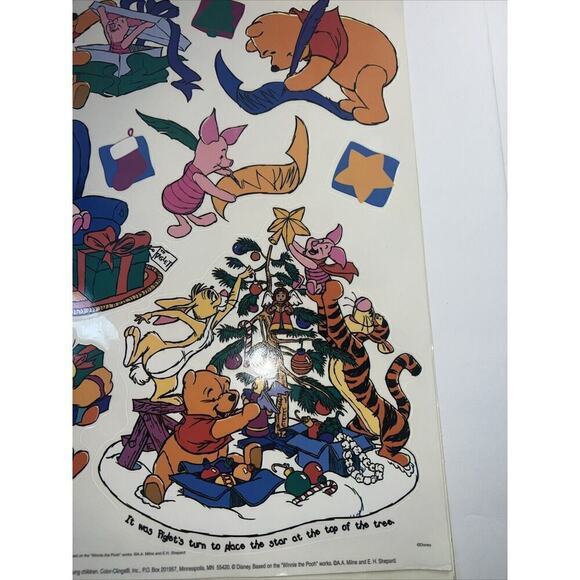 Vintage 12 In. X 17 In. Sheet ~Winnie the Pooh~ Christmas Window Clings. - Picture 2 of 4
